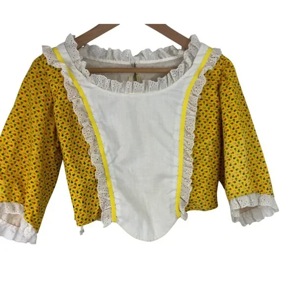 Vintage 70s Hickory Farms Employee Uniform Handmade Prairie Dress Costume Set - Picture 7 of 16